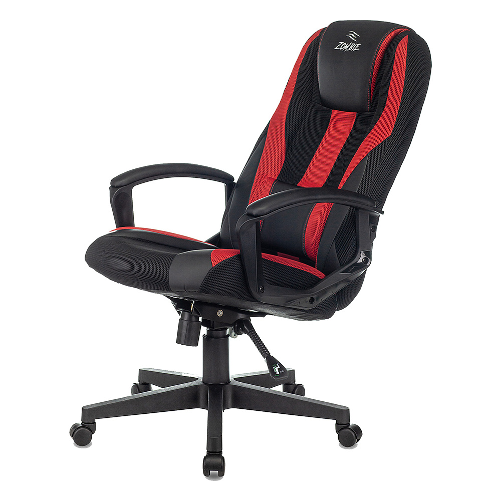 Кресло игровое "Бюрократ Zombie-9", экокожа, ткань, пластик, черный, красный - 6