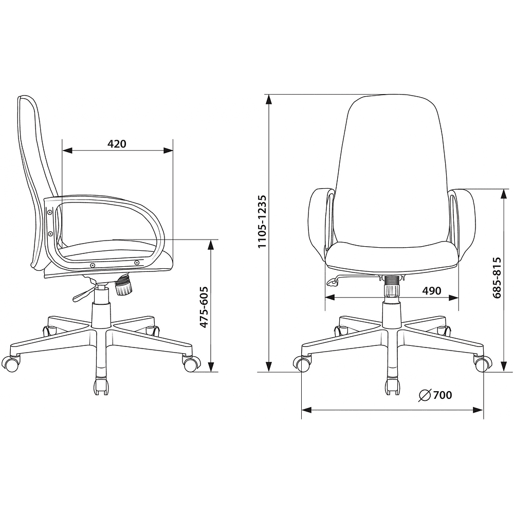 Кресло для руководителя "Бюрократ CH-808AXSN Or-16", экокожа, пластик, черный - 6