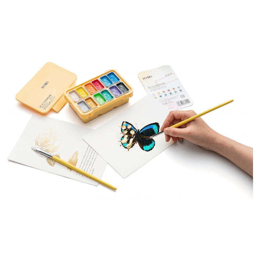Краски гуашевые "Himi Jelly Cup. Metallic", 12 цветов, кювета, пластиковый футляр - 3