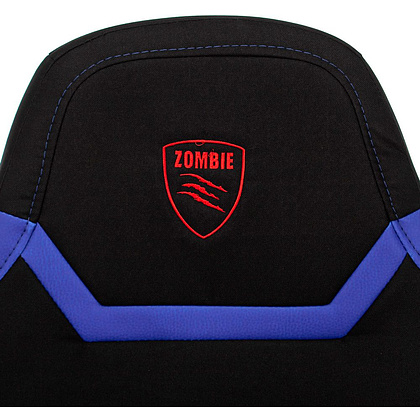 Кресло игровое Бюрократ "Zombie 10", ткань, экокожа, пластик, черный, синий - 5