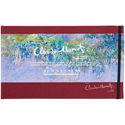 Скетчбук для акварели "Claude Monet - Wisteria", 15х25 см, 300 г/м2, 20 листов, бордовый