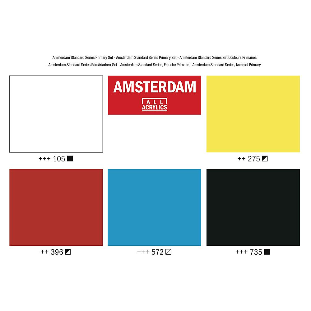 Набор красок акриловых "Amsterdam" базовый, 5 цветов - 2