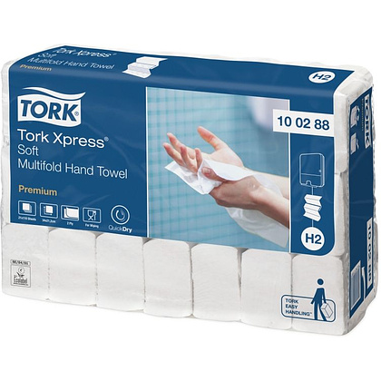 Полотенца бумажные "Tork H2 Premium", Multifold-сложение, 2 слоя, 110 листов