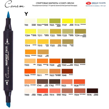 Маркер перманентный "Сонет Twin Brush", черный - 5