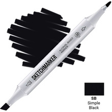 Маркер перманентный двусторонний "Sketchmarker", SB, черный простой