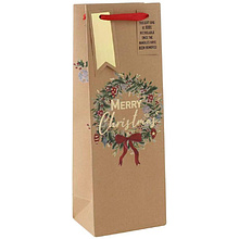 Пакет бумажный подарочный "Xmas Wreath Kraft"