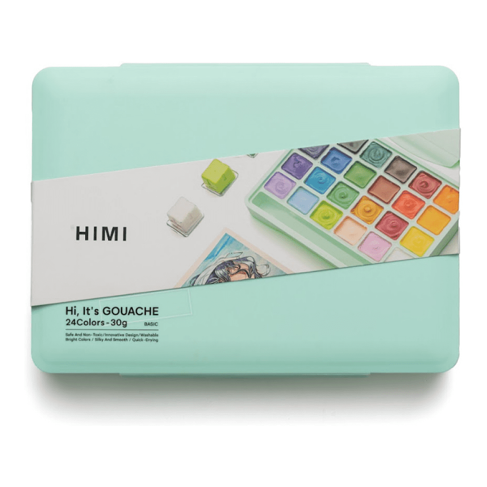 Краски гуашевые "Himi Jelly Cup. New vision", 24 цвета, кювета, зелёный футляр - 5