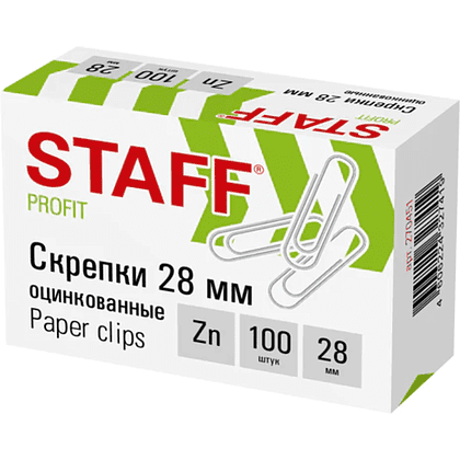 Скрепки "STAFF", 28 мм, 100 шт, серебристый - 2