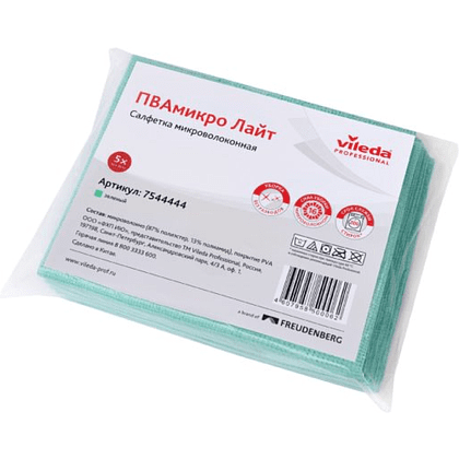 Салфетка универсальная "ПВАмикро Лайт", 36х30 см, 5 шт/упак, зеленый - 2