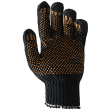 Перчатки трикотажные х/б "Профи" с ПВХ покрытием Точка из 5-ти нитей, 10 кл. вязки, черный