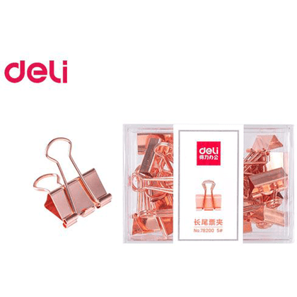 Зажим для бумаг "Deli", 19 мм, 25 штук, розовое золото