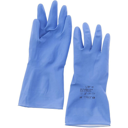 Перчатки латексные HQ Profiline, р-р L, с х/б покрытием, синий - 8