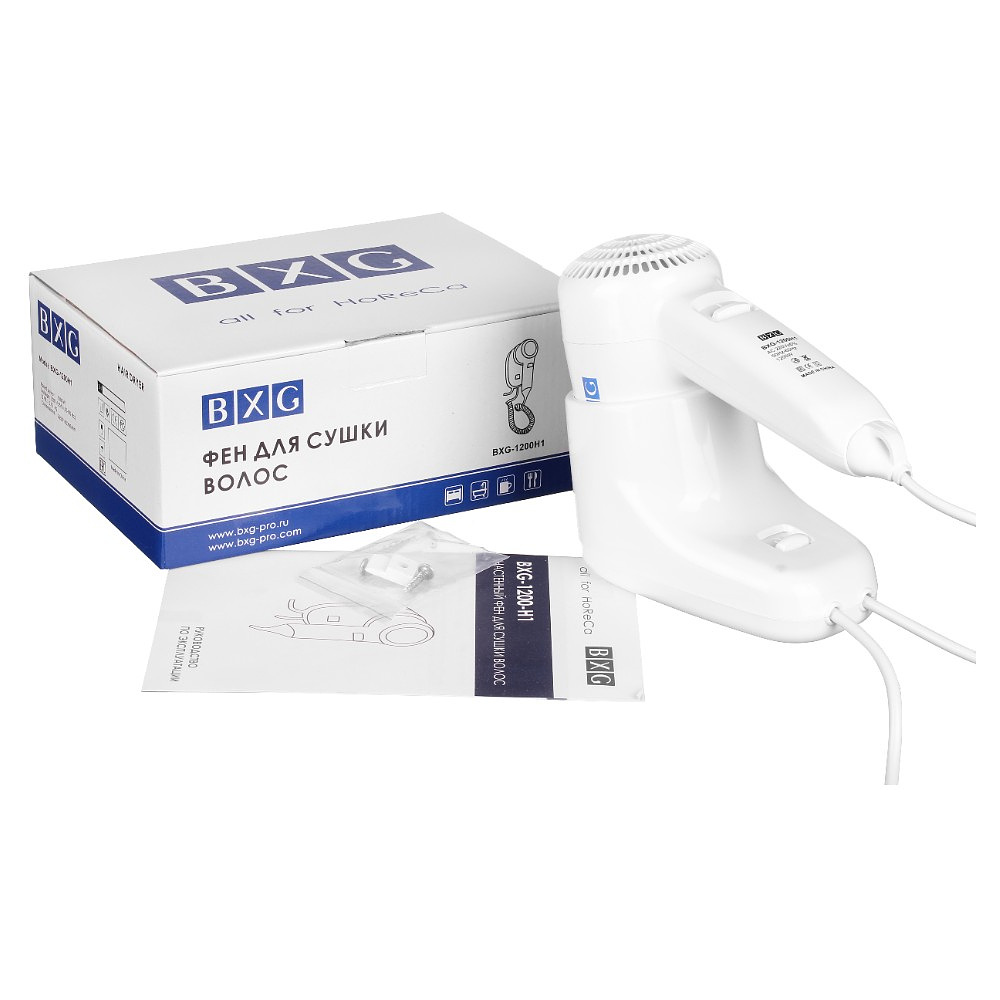 Фен настенный BXG-1200Н1, ABS-пластик, белый - 3