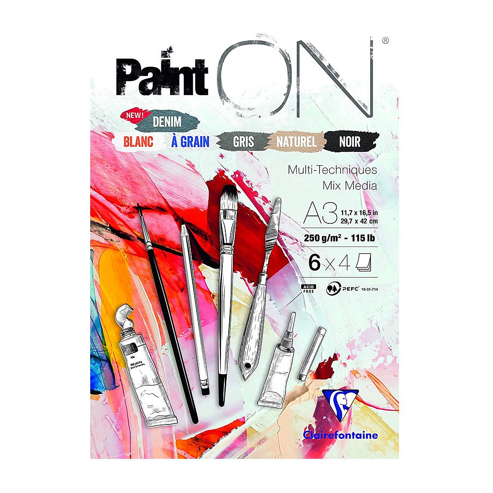 Блок-склейка "Paint'On", А3, 250 г/м2, 24 листа ассорти