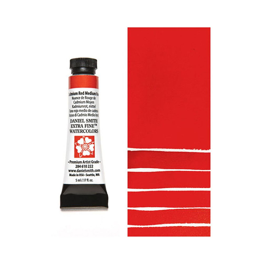 Краски акварельные "Daniel Smith", кадмий красный средний, 5 мл, туба