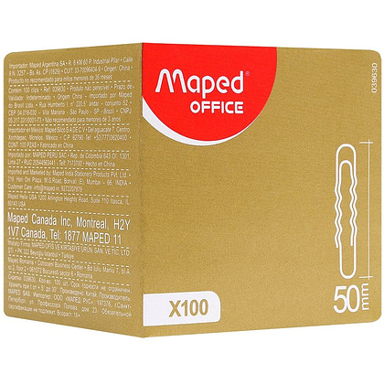 Скрепки гофрированные Maped, 50 мм, 100 шт, серебристый