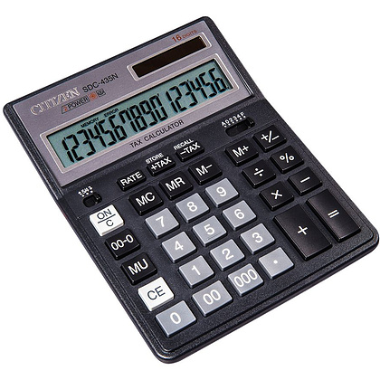 Калькулятор настольный Citizen "SDC-435N", 16-разрядный, черный