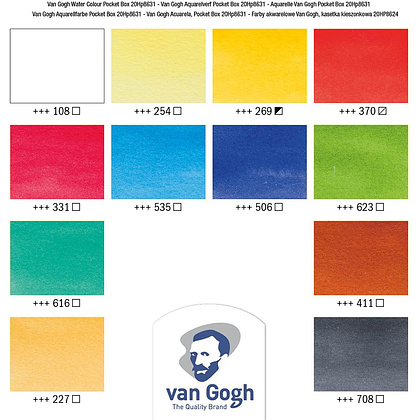 Набор акварельных красок "Van Gogh", 12 цветов, кюветы - 2