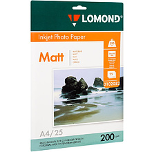 Фотобумага матовая для струйной фотопечати "Lomond", А4, 25 листов, 200 г/м2