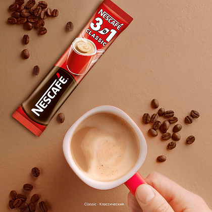Кофейный напиток "Nescafe" 3в1 классик, растворимый, 14.5 г - 14