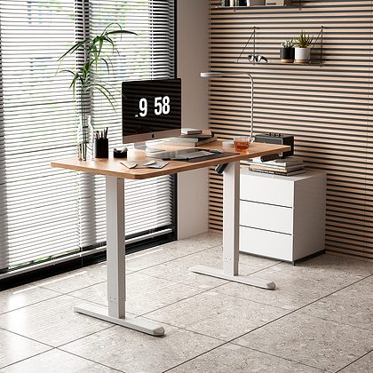 Стол с электроприводом WellDesk Basic 1300x675х18 белый/сосна аланд полярная (9191460+9072455) - 6