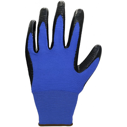 Перчатки полиэстеровые BVB с нитриловым покрытием, Арматурщик, 13 кл. вязки, р-р 10, синий, черный
