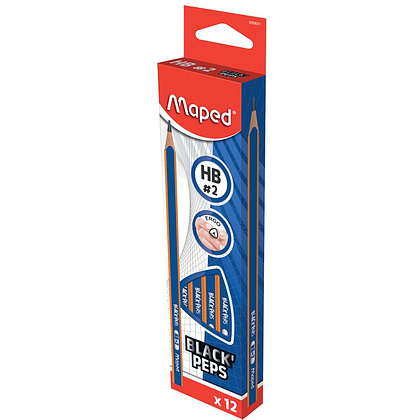 Карандаш простой Maped "Navy", HB, без ластика, синий, оранжевый - 2
