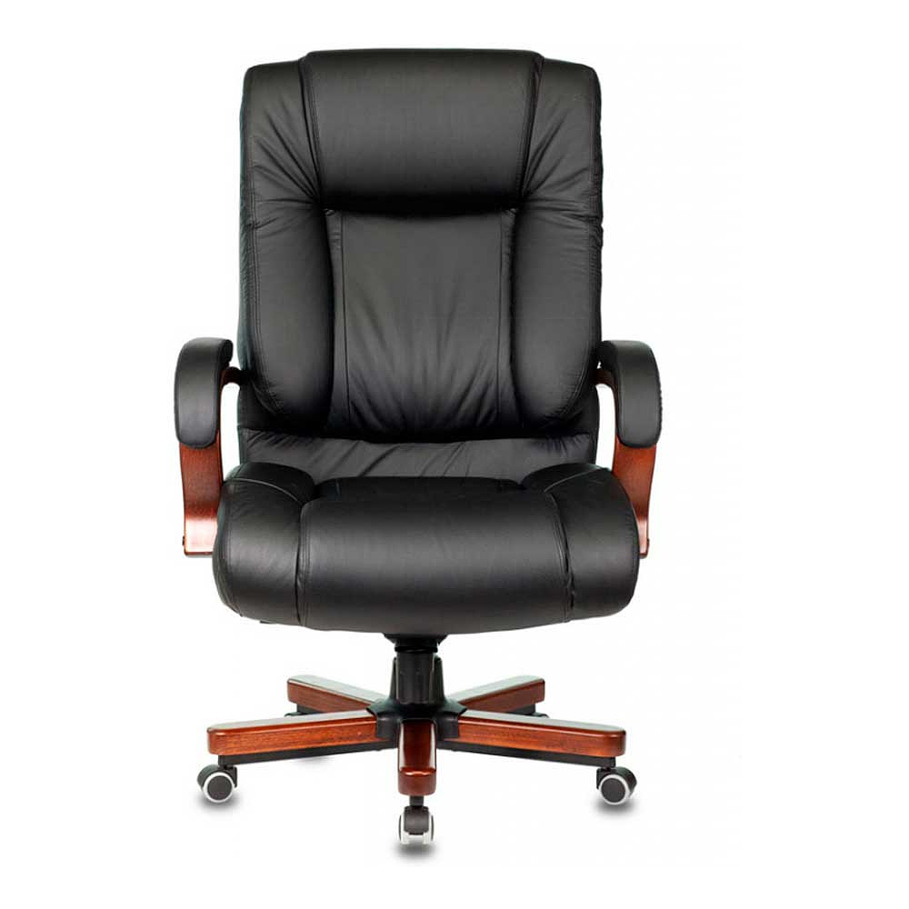 Кресло для руководителя Бюрократ "T-9925WALNUT", кожа, дерево, черный - 2
