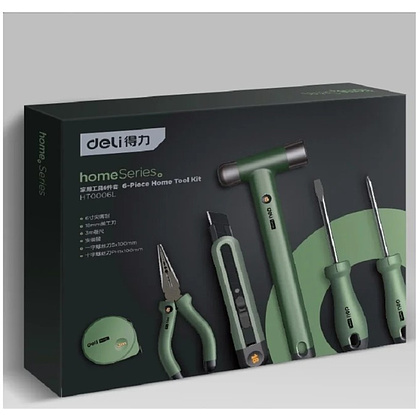 Набор ручного инструмента Deli HS EHT0006L, 6 предметов, Soft Touch, зеленый - 2