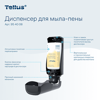 Диспенсер Tellus для мыла-пены, черный, SC4 - 10
