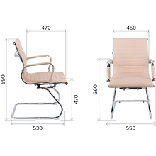 Кресло для посетителей EVERPROF "Leo CF", экокожа, металл, бежевый