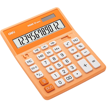 Калькулятор настольный EM888A Deli, 12-разрядный, пластик, оранжевый