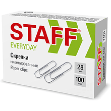 Скрепки "Staff", 28 мм, 100 шт, серебристый