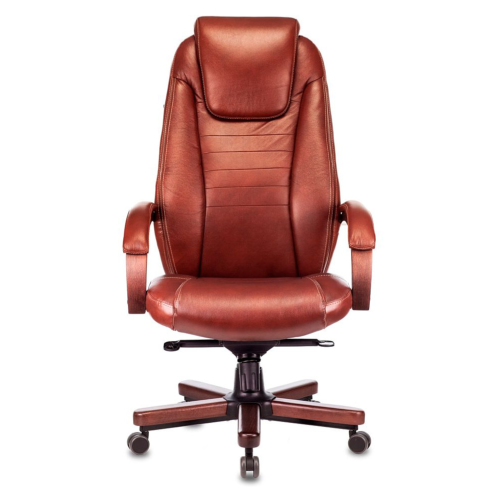 Кресло д/руководителя Бюрократ T-9923WALNUT светло-коричневый Leather Eichel кожа крестовина металл/дерево - 2
