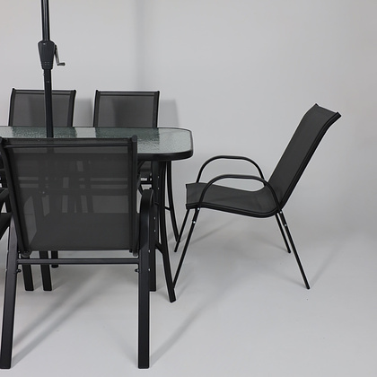 Комплект мебели садовой AksHome SUNBEAM (стол 1 шт, 6 кресел, зонт 1 шт), серый, черный - 14