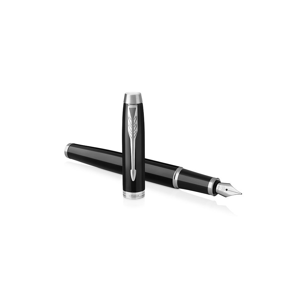 Ручка перьевая "Parker IM Black Lacquer CT", F, черный, серебристый, патрон синий - 3