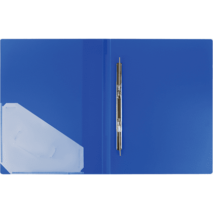 Папка-скоросшиватель А-611 "Стандарт" с карманом, пластик, синий - 2