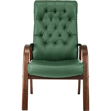 Кресло Бюрократ T-9928WALNUT-CF, натуральная  кожа, зеленый, каркас дерево 