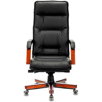 Кресло для руководителя Бюрократ "T-9927WALNUT", кожа, дерево, черный - 4