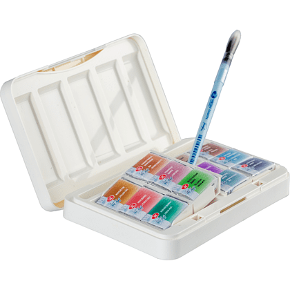 Краски акварельные "Белые ночи грануляция и натуральные земли", 12 цветов, кюветы - 3