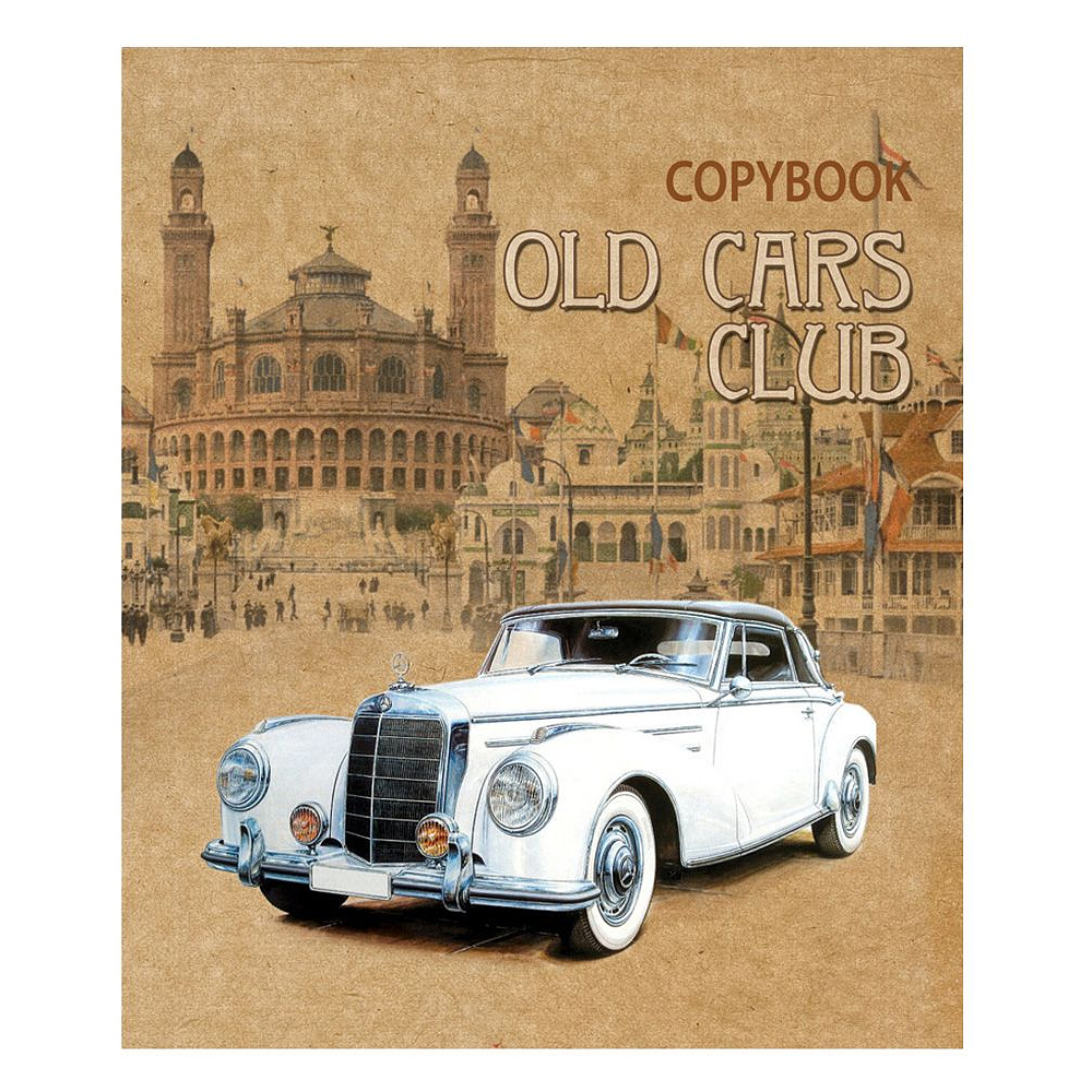 Тетрадь "Old cars club", А5, 48 листов, клетка, ассорти