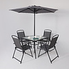 Комплект мебели садовой AksHome PICNIC (стол 1шт, 4 кресла, зонт 1шт), серый, черный - 10