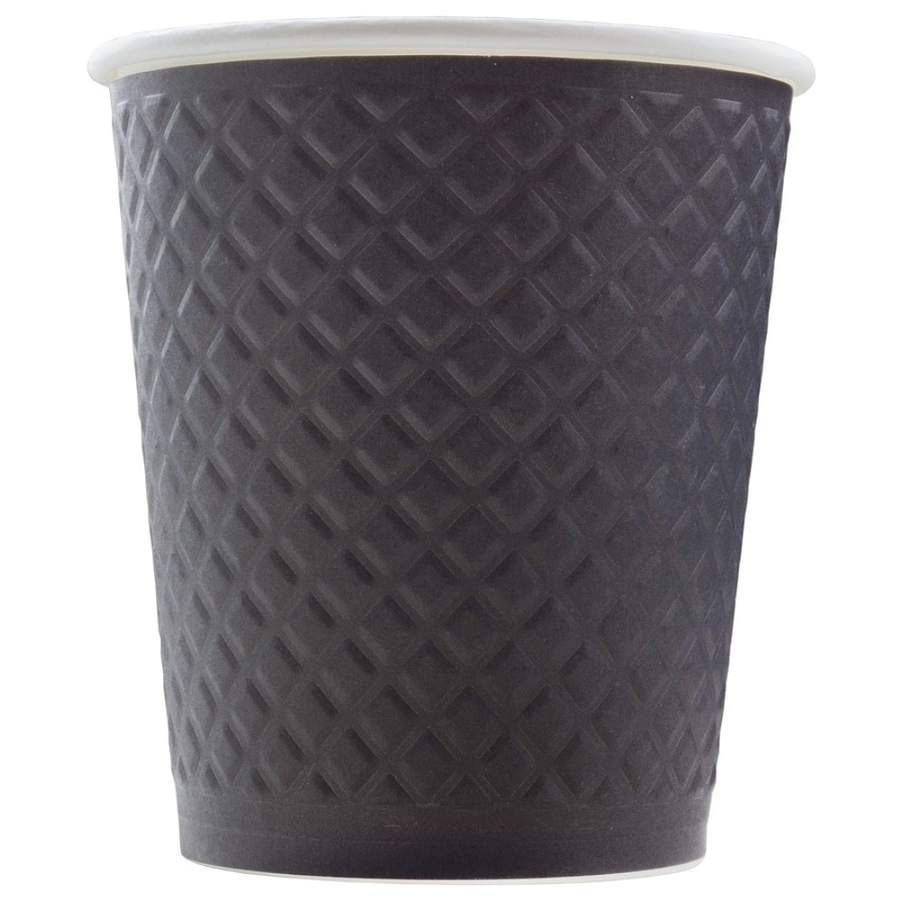Стакан картонный Waffle 250 мл, 2сл., 25шт/упак, черный