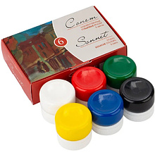 Краски гуашевые "Сонет", набор 6 цветов, 20 мл, банки