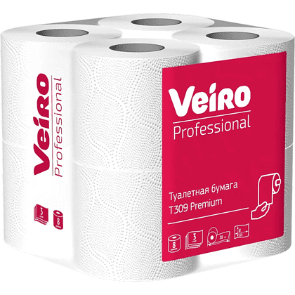 Бумага туалетная Veiro Professional Premium, 3 слоя, 8 рулонов - 2