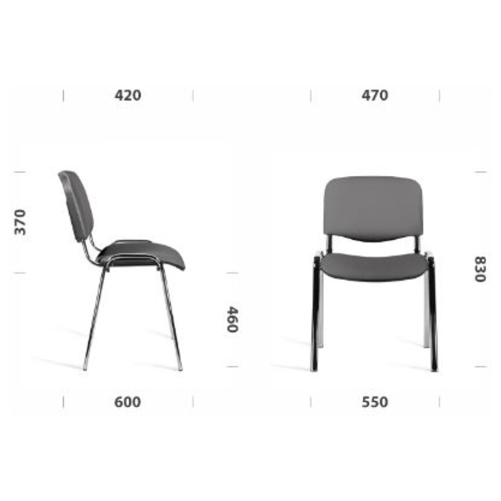 Стул для посетителей UTFC "ИЗО CH Z11", кожзам, металл, черный - 3