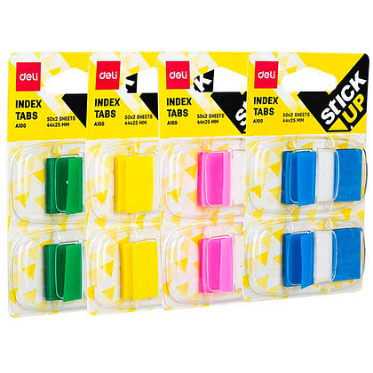 Закладки клейкие "Deli", 25x44 мм, 100 шт, ассорти