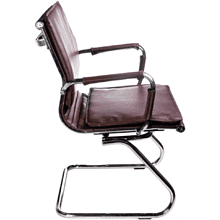 Кресло на полозьях "Бюрократ Ch-993-Low-V", экокожа, коричневый, металл хром