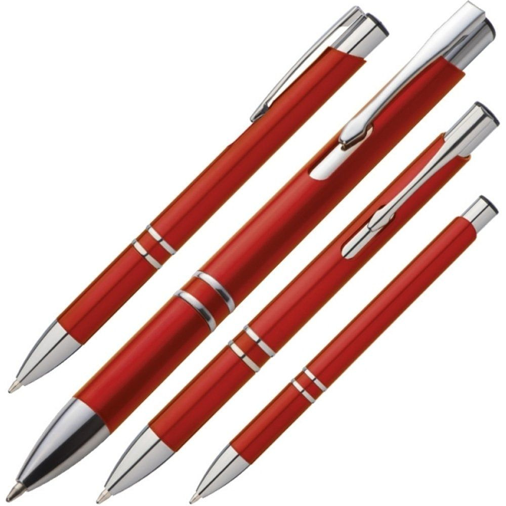 Ручка шариковая автоматическая "Baltimore", 0.7 мм, красный, серебристый, стерж. синий - 2