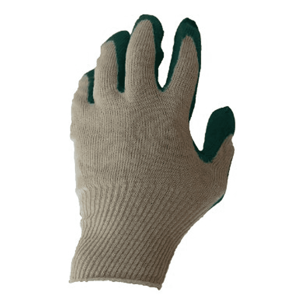 Перчатки трикотажные х/б, одинарный латексный облив, 13 кл. вязки, белый, зеленый - 2